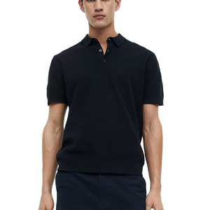 Polo en tricot pour homme avec logo personnalisé, manches courtes, coupe ajustée, mélange de coton respirant, vêtements décontractés en tricot pour homme - Product Image 2