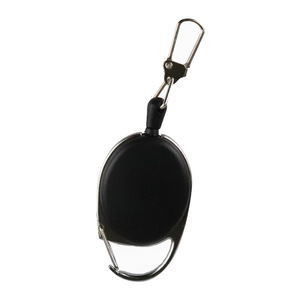 Porte-clés rétractable en métal, mousqueton noir de conception ovale, pour usage en camping en plein air, 1 pièce, toutes saisons - Product Image 1