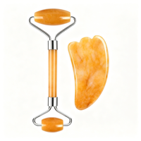 Planche de Guasha en Jaspe Jaune, Pierre de Guasha en Citrine, Outils de Massage en Cristal en Forme de Cœur pour le Drainage Lymphatique et la Sculpture Corporelle
