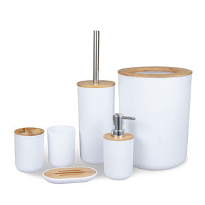 Kit de Acessórios de Banheiro de Plástico BX com 6 Peças para Hotel, Porta-Escovas de Dente com Lixeira, Copo e Saboneteira Líquida - Product Image 4