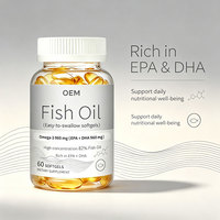 Huile de poisson 960 mg en gélules molles, riche en EPA et DHA, favorise la santé du cerveau et des yeux, 60 unités, OEM/ODM