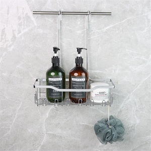 Double Tier Modern Non-perforated Stainless Steel Bathroom <b>Shower</b> Faucet Hanging Basket Towel Storage <b>Rack</b> - Product Image 5