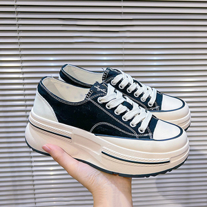 Latest Genuine Sheepskin Lining <b>Canvas</b> Shoes for Women Korean Cushioning Thick-Soled Versatile Casual Flat for Autumn Spring - Product Image 5