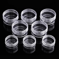 Pots ronds en plastique PS transparents de 3g, petits et vides, les plus vendus, pour crème contour des yeux et gommage pour les lèvres, avec couvercles à vis, impression sérigraphique couleur personnalisée