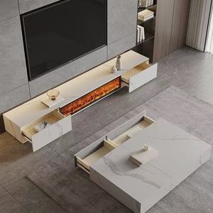 Rock Marble Top Hot Sales <strong>TV</strong> Stand Modern <strong>Decorative</strong> Cabinet with Simulated Flame Electric Fireplace Coffee Table - Product Image 2