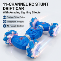 Voiture télécommandée RC 11CH pour cascades et drift avec lumières LED, double télécommande, contrôle gestuel par gant et montre, jouet pour enfants