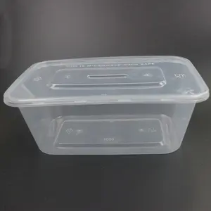 Disposable Plastic Tableware Food Container PP Plastic Box With Lid 1000ml Transparent For Dinner