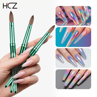Offre Spéciale – Ensemble de Pinceaux à Ongles en Acrylique avec Manche Métallique Vert, Tailles 8 à 20, 100% Kolinsky, pour Extension d'Ongles et Sculpture en Salon