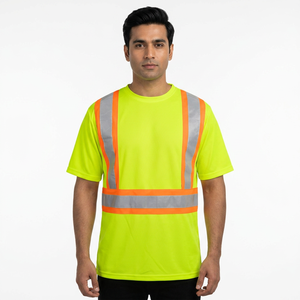 Hi <b>Vis</b> Safety <b>T</b>-<b>Shirt</b> Unisex Workwear Construction Worker Reflective Long Sleeve Breathable Polyester/Cotton - Product Image 1