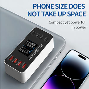 שולחן העבודה של 65w multi-port <span class=keywords><strong>pd</strong></span> <span class=keywords><strong>usb</strong></span> c מטען מהיר 8 יציאות 30w סוג-c <span class=keywords><strong>USB</strong></span> עם תחנת טעינה דיגיטלית lcd - Product Image 4