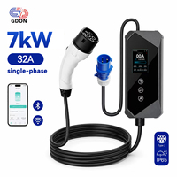 Chargeur de voiture électrique série BLADE monophasé 7KW 32A Type 2 AC portable avec câble de 5m GDON