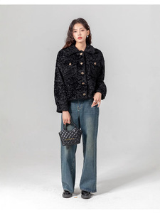 Manteau d'hiver pour <span class=keywords><strong>femme</strong></span>, style mignon et décontracté, en polyester, avec boutons et col à revers, chaud - Product Image 4