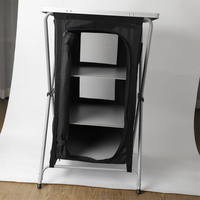 Armoire de camping pliable compacte à 3 étagères, facile à installer en extérieur, pour barbecue, pique-nique, jardin