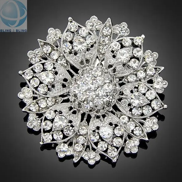 Fashion Metal Alloy Jewelry Crystal Rhinestone Brooches Pin For Sash Chair Wedding Engagement Party