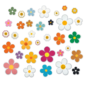 Parches bordados de tela de rizo de flores pequeñas en stock a la moda y de moda, parches de ganchillo flor, parches de tela - Product Image 1