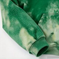 Sweat à capuche zippé pour homme, Premium Vintage, délavé soleil, délavé à l'acide, effet vieilli, avec strass, 100% Coton, molleton épais, bords bruts, style Streetwear