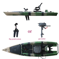 Kayak de pêche sit-on-top 2026 de 4 m (12,7 pi) avec système à pédales et moteur électrique de pêche de 6 CV, 1 personne, en matériau HDPE
