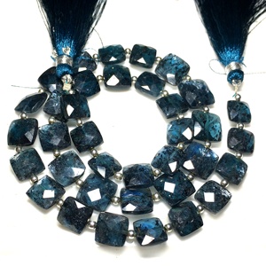KYANITE Natural Stone Loose Gemstone <b>Cushion</b> Beads Untreated London Royal Blue Moos Faceted for Jewelry Making Wholesale Price - Product Image 1