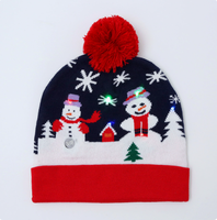 Cappello Natalizio in Maglia Acrilica di Alta Qualità con Luci LED, Cappello di Babbo Natale Luminoso per Adulti e Bambini