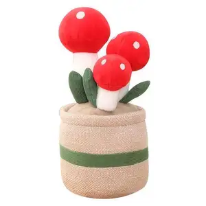 Vendita all'ingrosso novità in vaso piante di peluche/fiore giocattoli di peluche/fungo drago barba albero in vaso morbido peluche