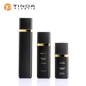 In stock 15ml 30ml 50ml black cosmetic cream pump containers square lotion cream vacuum bottles airless bottle with pump