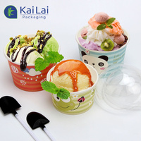 Pot à glace jetable écologique en gros, réutilisable, avec logo personnalisé et cuillère
