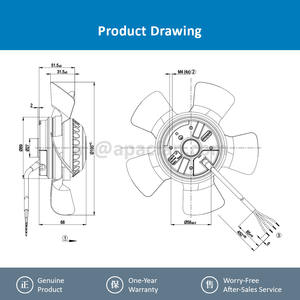 Ventilador Axial de Refrigeración para Gabinete de Convertidor de Frecuencia de Energía Eólica OEM, para A2E200-AF02-02, 230 VCA, 2740/3120 RPM, 50/61 W, 0.24/0.28 A, con Rodamiento de Bolas - Product Image 4