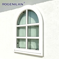 Fenêtres fixes arquées résistantes aux ouragans sur mesure de l'usine Rogenilan, fenêtres en aluminium à double vitrage Low-E avec grilles