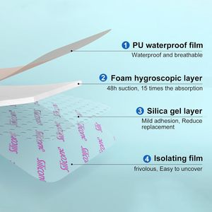 YOJO Apósito de Espuma de Silicona Superabsorbente Impermeable con Borde Suave de 4x4 Pulgadas y Adhesivo de Silicona, Vida Útil de 3 Años - Product Image 2