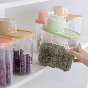 Botellas de plástico transparente para almacenamiento de alimentos, contenedor de comida seca con tapas para cocina, dispensador duradero de cereales, tarros de almacenamiento de granos de arroz - Product Image 3