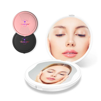Batterie acier inoxydable lumière maquillage led portable écran tactile miroir de maquillage de poche double face grossissant