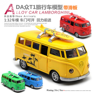 1:32 T1 Stationwagen met Skateboard Bus Vintage Auto Model van metaal Ornament Automodel Speelgoed - Product Image 4