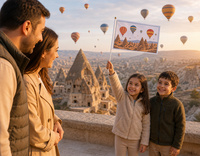 Attraction touristique personnalisée - Cappadocia - Mini drapeaux à main : Drapeaux agités à la main 100% polyester écologiques