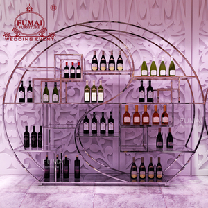 Estante de almacenamiento de exhibición de vino de pared de Metal dorado personalizado para fiesta de Evento de boda - Product Image 4