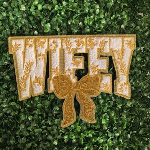 Manufacturer Custom Valentine's Day Embroidered Patch Iron-On Chenille '<strong>Wifey</strong>' Embroidery for Clothing &amp; <strong>Hoodie</strong> Decoration - Product Image 1