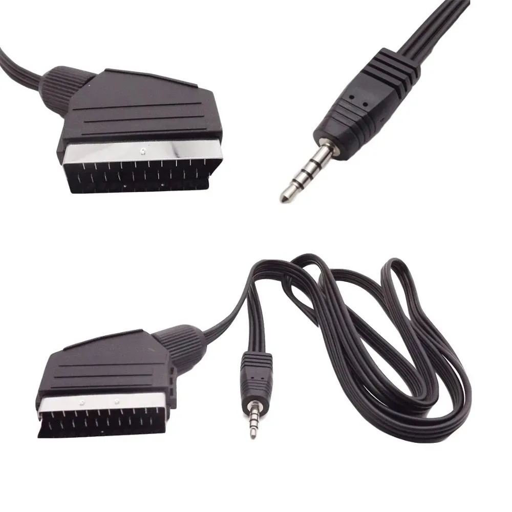 Scart Cable 21 Pin Scart Jack to 3.5mm Male Stereo Jack Full HD TV Multiple Precision Connector Audio Cable