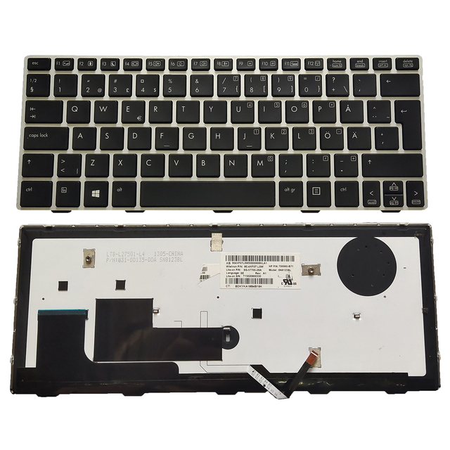 SD Backlit Keyboard for HP EliteBook Revolve 810 G1 810 G2 Silver Frame
