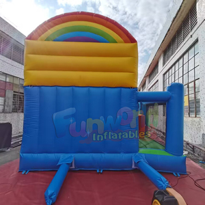 Commercial grade rainbow <b>inflatable</b> bounce house and slide combo chateau gonflable bouncy castle outdoor - Product Image 4