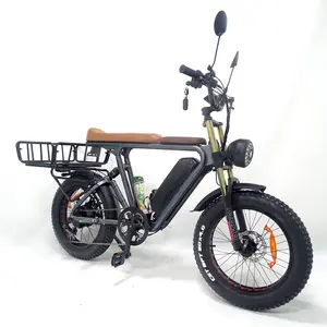 จักรยานอาหารไขมัน20นิ้วปิดถนนไฟฟ้า1000W 20Ah แบตเตอรี่ Cargo Bike จักรยานครอบครัว2022