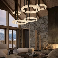 Lustre suspendu rond en résine imitation albâtre, design moderne et luxueux, pour salon