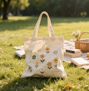 Vintage Wildflowers Aesthetic <b>Tote</b> <b>Bag</b>, <b>Floral</b> Gift For Her, <b>Floral</b> <b>Tote</b> <b>Bag</b> Custom Logo Crossbody Cotton Canvas Shopping <b>Bags</b> - Product Image 2