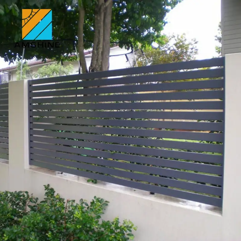 Harga Gerbang Sistem Pagar Aluminium Panel Dekoratif Horizontal Black Garden Pool Slat Pagar Aluminium
