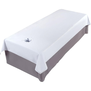 Drap plat de massage SPA en polycoton kaki avec logo personnalisé 120*230cm, avec ou sans trou pour le visage - Product Image 1