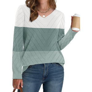 Pulls pour femmes, col en V, tricot décontracté, manches longues, hauts légers, vêtements pull-over, tenues de mode automne 2026 - Product Image 5