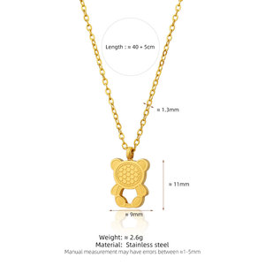 Collier pendentif ours en acier inoxydable 316L plaqué or 14k 18k personnalisé pour femmes, vente en gros - Product Image 6