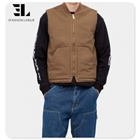 LARSUR Gilet de travail en toile personnalisé de canard lourd pour hommes Gilet cargo à doublure matelassée Gilet court sans manches Veste Streetwear Hiver