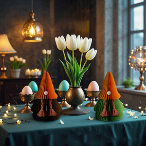 Adorno Navideño Ecológico Reutilizable de Papel con Diseño de Panal de Abeja 3D, Gnomo Sueco, <span class=keywords><strong>Duende</strong></span>, para Decoración de Interiores y Exteriores en Navidad y Pascua - Product Image 5