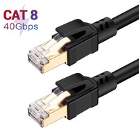 Kabel Patch Tembaga Murni IDEX Cat8 28AWG dengan Konektor RJ45 Transmisi 40Gbps 20000MHz untuk Komunikasi Ethernet LAN 3M/10FT