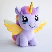 Peluche personnalisée d'anime, licorne arc-en-ciel brodée, adorable grande poupée cheval ange, jouets en peluche super doux avec rembourrage en coton PP