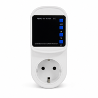 Protector de Voltaje Automático Monofásico, Enchufe de 16A 220V, Ajustable, con Pantalla LED de Sobrevoltaje/Sobrecorriente, Enchufe de Seguridad